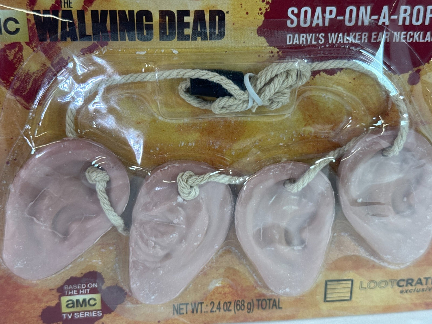 Walking Dead Soap On A Rope Daryl Ear Necklace 2015 AMC Horror Gag Gift NEW NIB