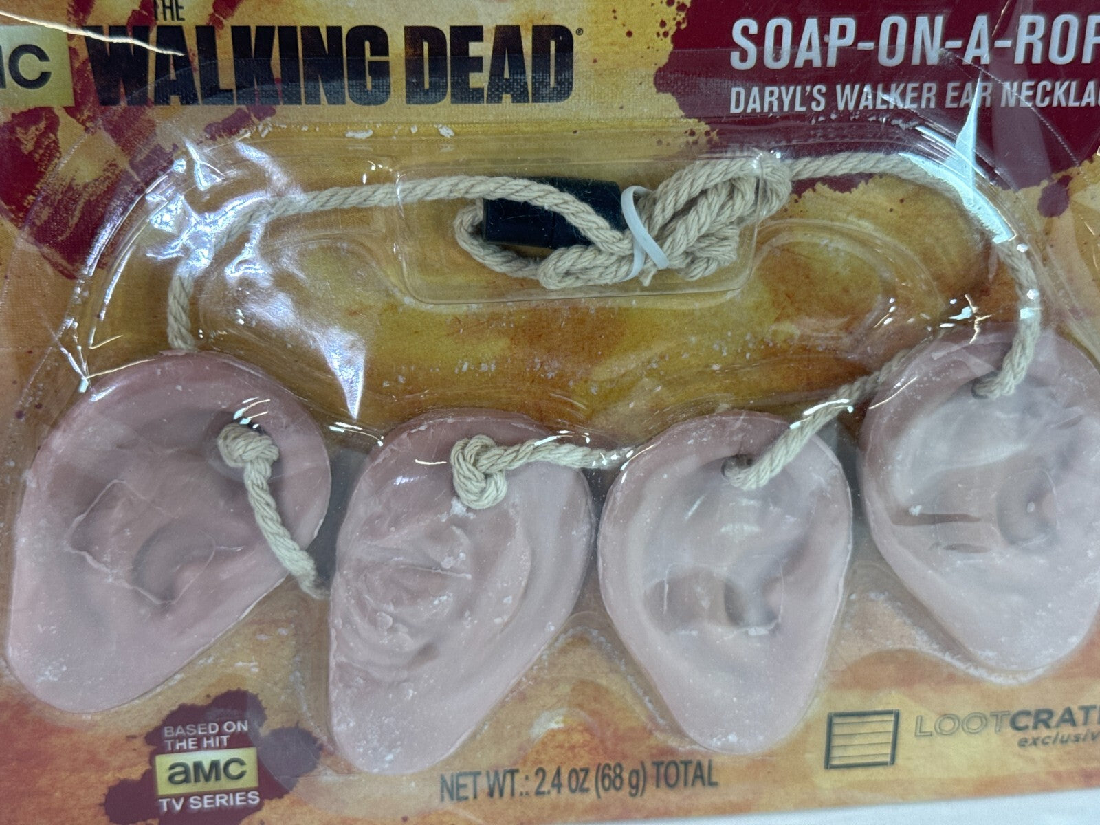 Walking Dead Soap On A Rope Daryl Ear Necklace 2015 AMC Horror Gag Gift NEW NIB