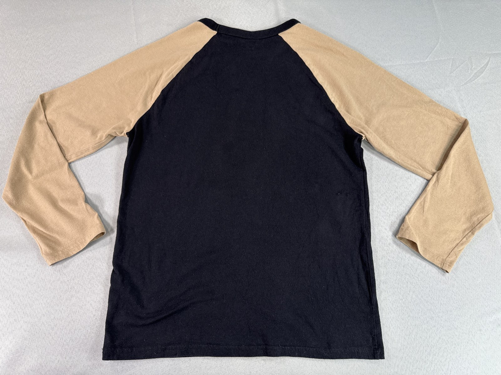 PLACE Raglan Long Sleeve Colorblock Two Tone Shirt L/G (10/12) Black Tan Men