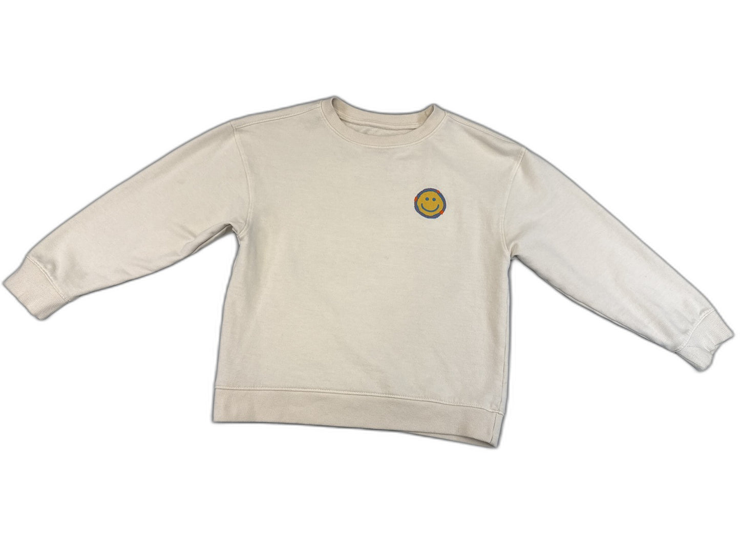 Cat Jack Smiley Face Sweatshirt Kids S (6/7) Beige Long Sleeve Crewneck
