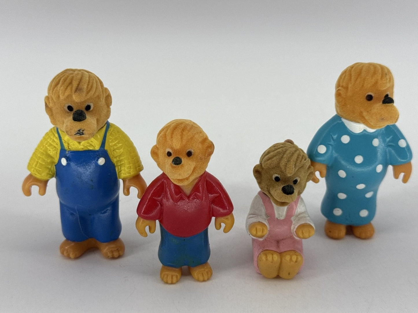 1986 Berenstain Bears Family Flocked Figures McDonald's Happy Meal Lot 4