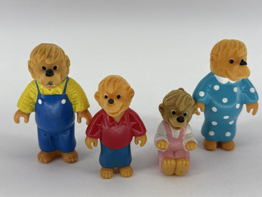 1986 Berenstain Bears Family Flocked Figures McDonald's Happy Meal Lot 4