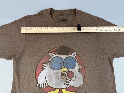 Tee Luv Mr. Owl Cartoon Graphic Small Brown Vintage Polyester Cotton
