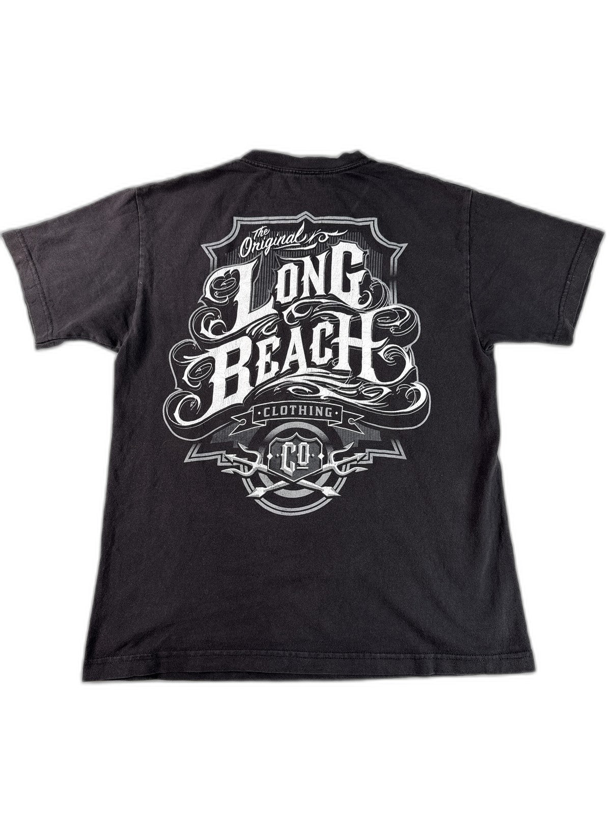 Long Beach Clothing Brewing Logo Graphic Tee M Black Cotton Regular Fit 100