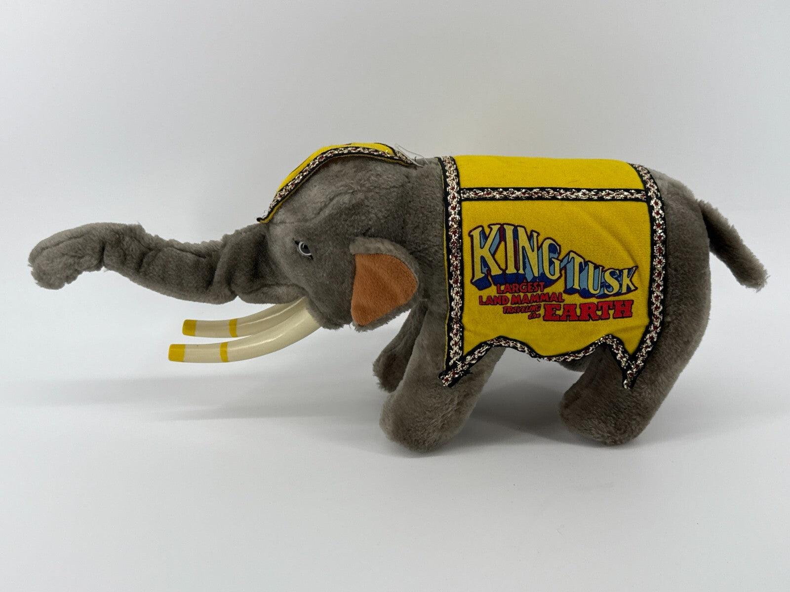 1987 Ringling Bros King Tusk Elephant Plush Circus Toy w/ Hard Tusks Korea