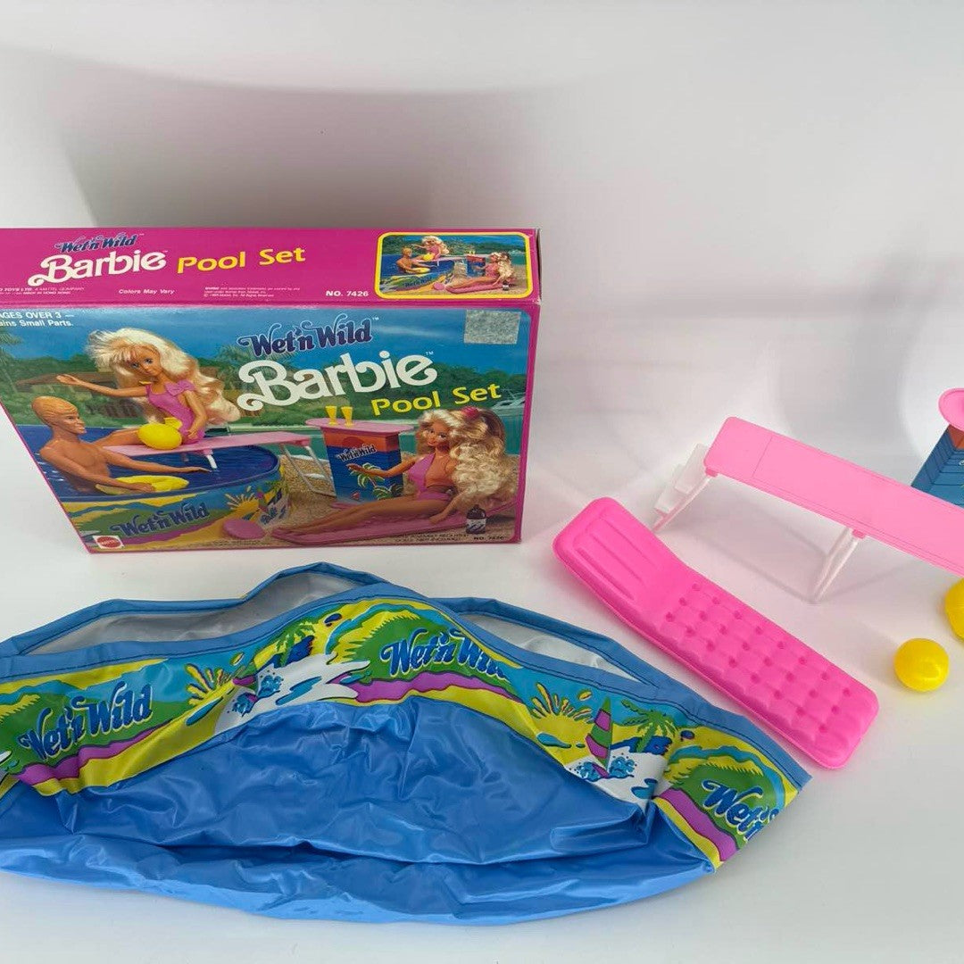 1989 Mattel Barbie Wet 'n Wild Pool Set w/ Box & Accessories