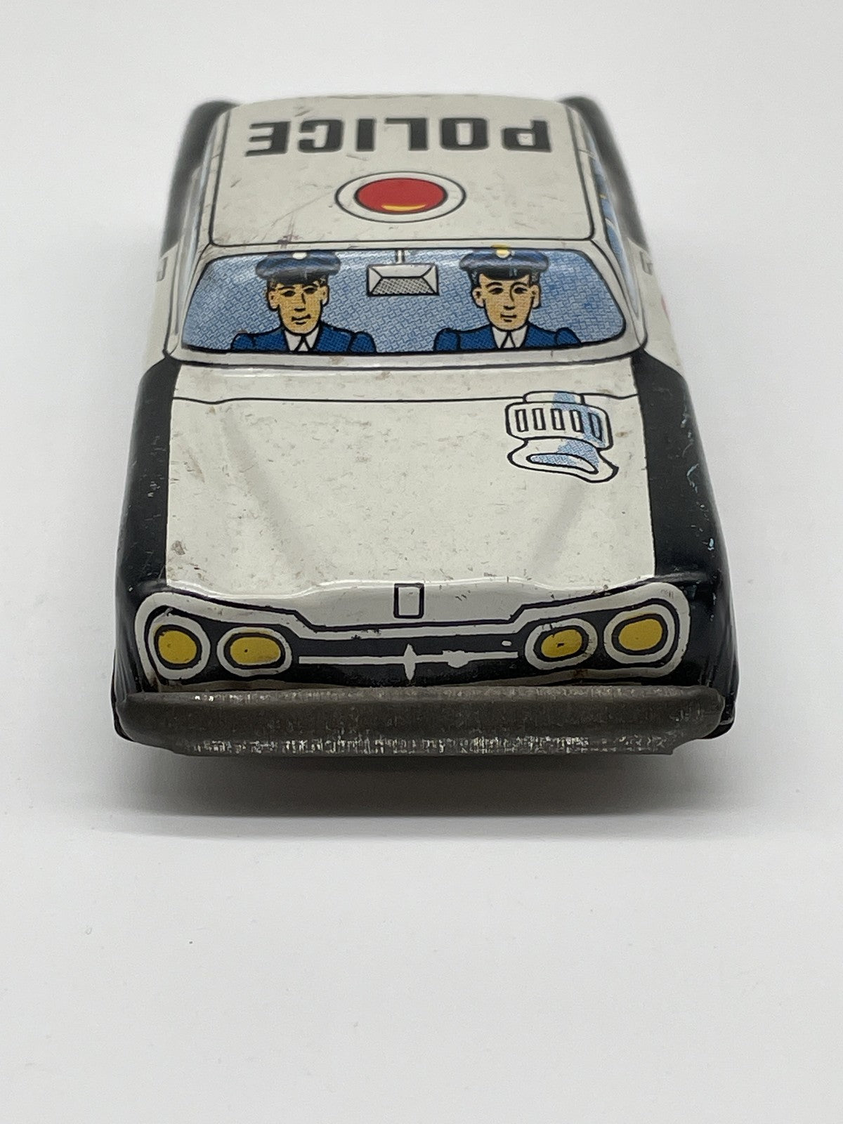Vintage Tin Litho Police Patrol Car Toy Japan Pressed Steel 1960s Collectible