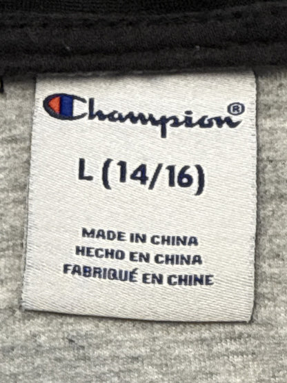 Champion Zip Hoodie L (14/16) Gray/Black Cotton Blend Regular Fit All Over