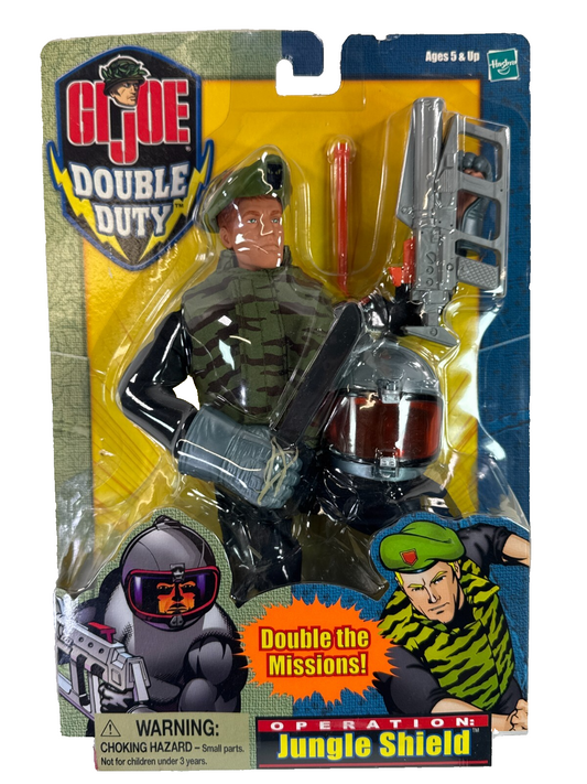 GI Joe Jungle Shield Double Duty 12" Action Figure Hasbro 2001 Harpoon Blaster