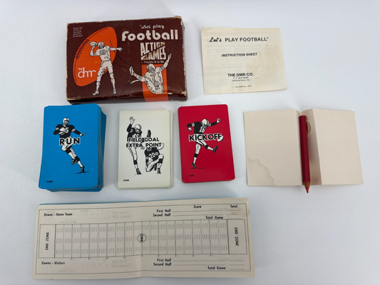 1970 Let's Play Football Game DMR Co. Cards Dice Score Pad Vintage COMPLETE