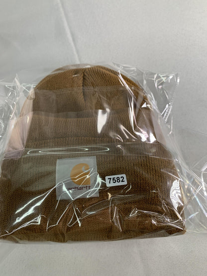 Carhartt Hat Beanie Fitted Mens One Size Brown Knit Cuffed Workwear Winter