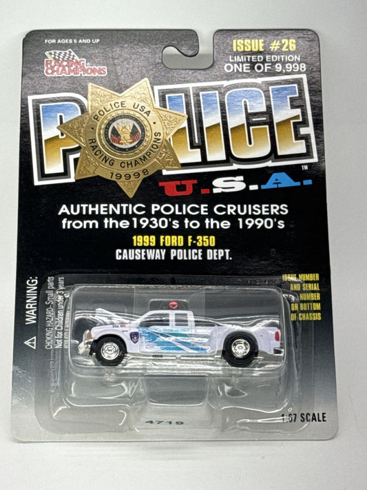 Racing Champions Police USA 1999 Ford F-350 Causeway Police Dept 1:67 Diecast