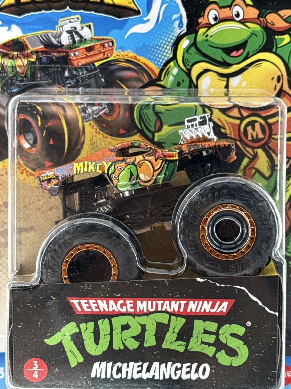 Hot Wheels TMNT Monster Truck Michelangelo Mikey Nickelodeon 3/4 NIP 2022