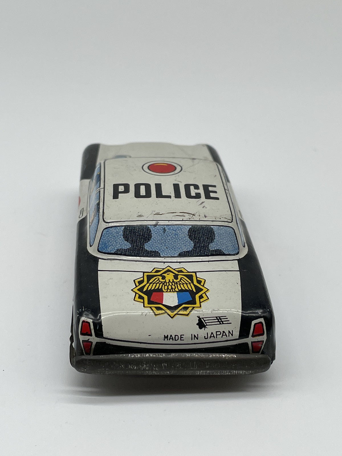 Vintage Tin Litho Police Patrol Car Toy Japan Pressed Steel 1960s Collectible