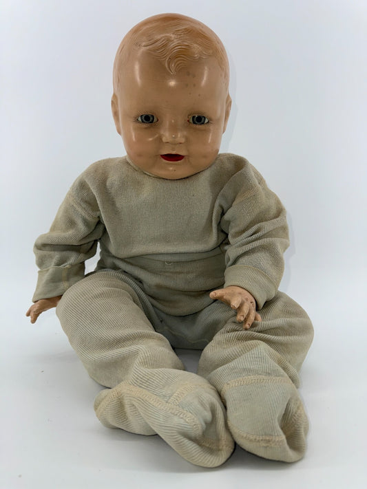 Antique 1920s EIH Co Horsman Baby Dimples Doll 20” Tin Eyes Comp Body READ