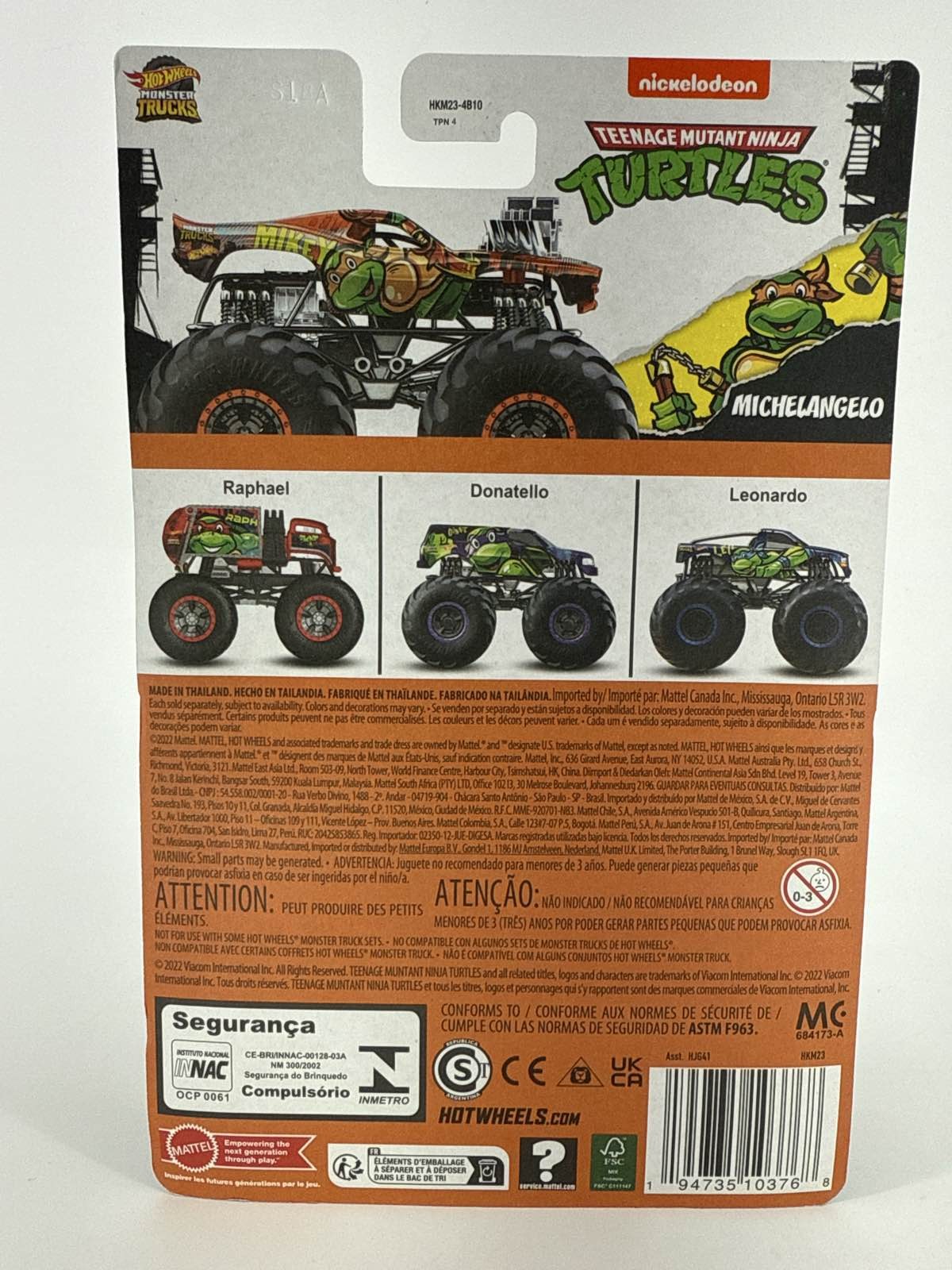 Hot Wheels TMNT Monster Truck Michelangelo Mikey Nickelodeon 3/4 NIP 2022