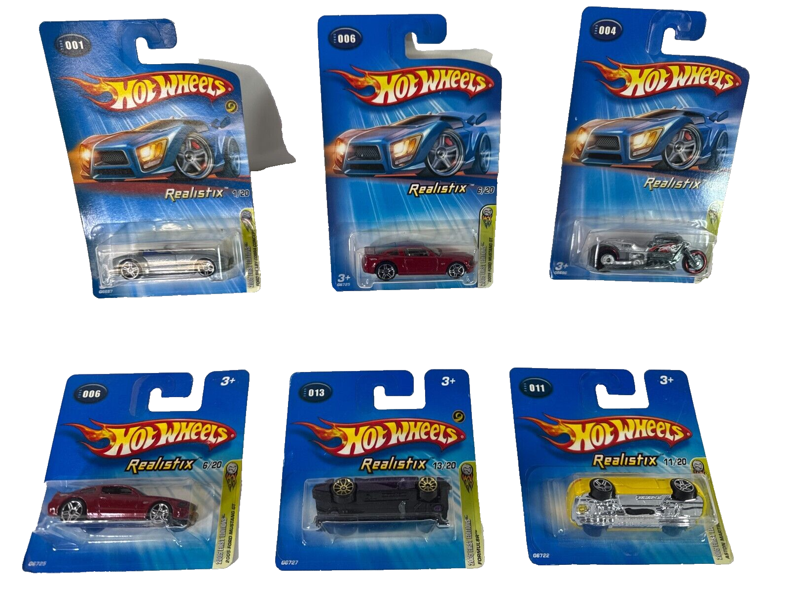 Hot Wheels Realistix 2005 First Editions Lot 6 Cars Mustang GT Chrome NIP