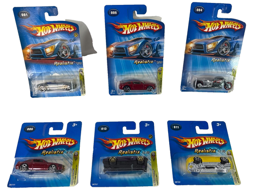 Hot Wheels Realistix 2005 First Editions Lot 6 Cars Mustang GT Chrome NIP
