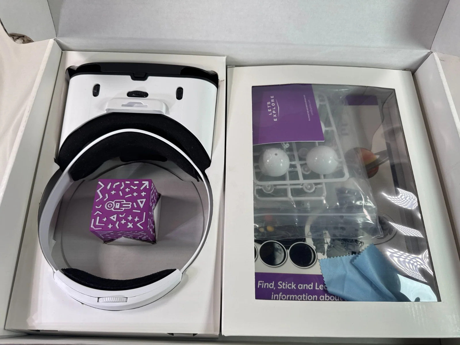 Let's Explore VR Headset Space STEM Kit w Books Cube Model Poster - USED Vintage