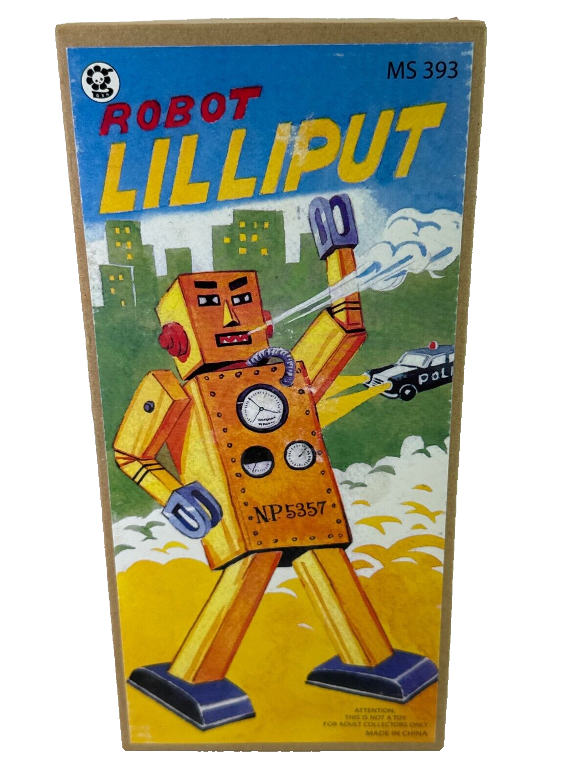 Schylling Lilliput Wind-Up Tin Robot NP5357 Yellow Retro Toy w/ Key & Box