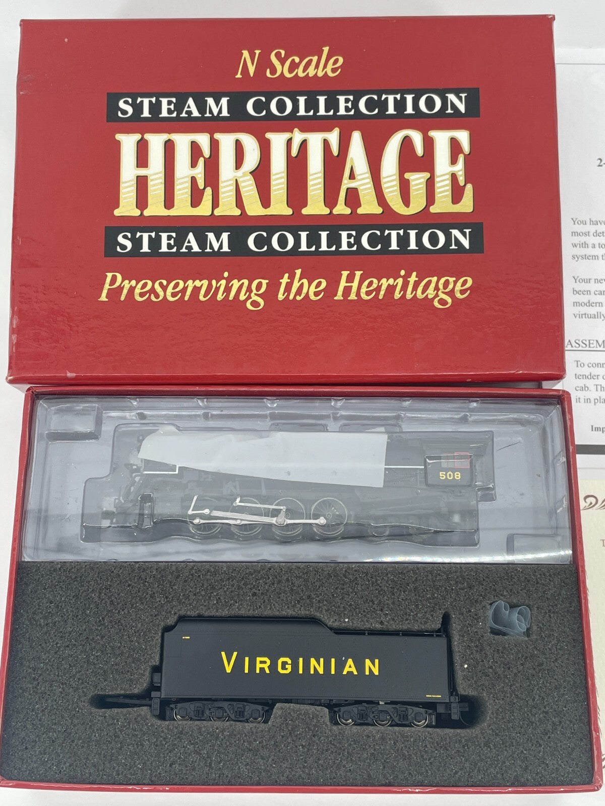 Walthers N Scale 2-8-4 Berkshire Steam Locomotive Virginian #508 w/COA 7878