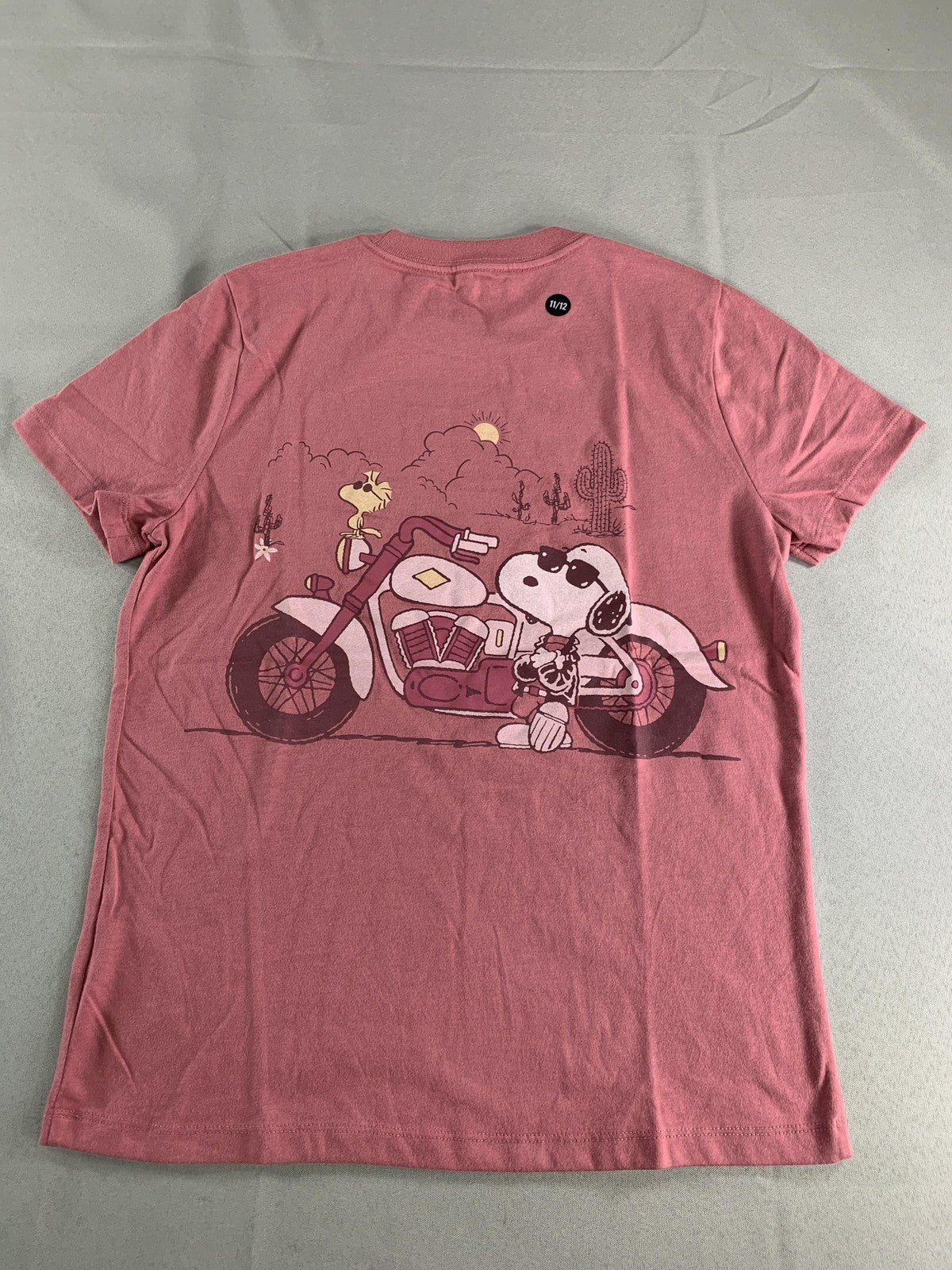 Snoopy Peanuts Shirt Youth 11/12 Pink Abercrombie Kids Biker Graphic Tee