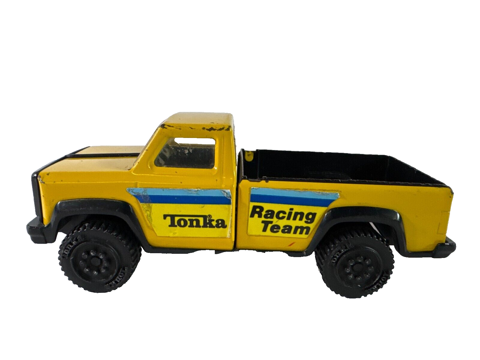Vintage Tonka Racing Team Pickup Truck Yellow Blue Steel USA Off-Road Tires
