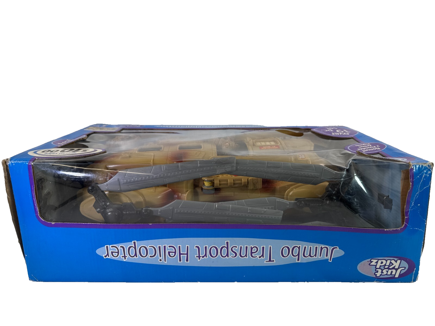 Just Kidz Jumbo Transport Helicopter Playset 19pc Lights Sounds Action Figs MIB