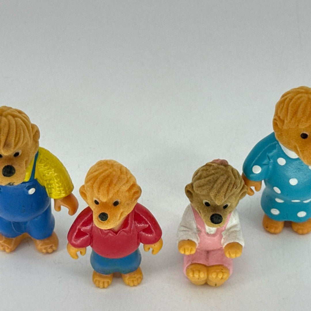1986 Berenstain Bears Family Flocked Figures McDonald's Happy Meal Lot 4