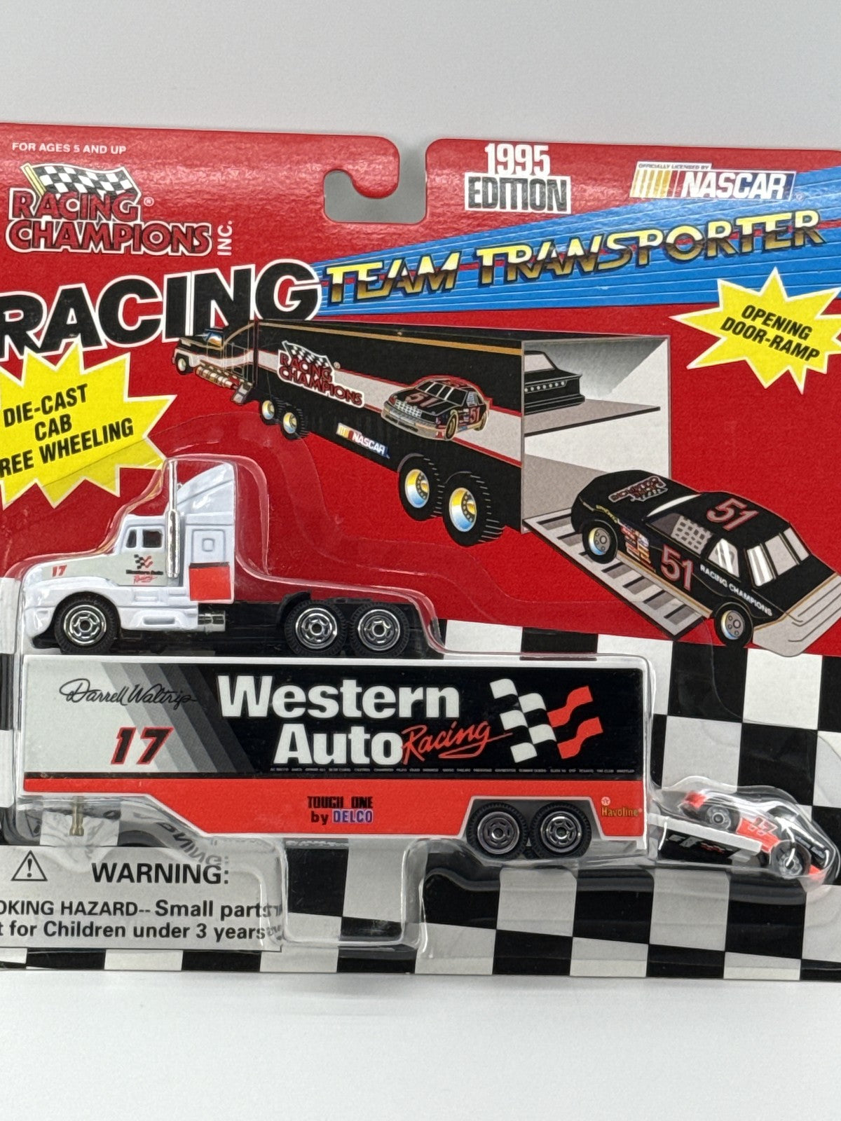 Vintage 1995 Racing Champions Western Auto Team Transporter NASCAR Die-Cast Truc