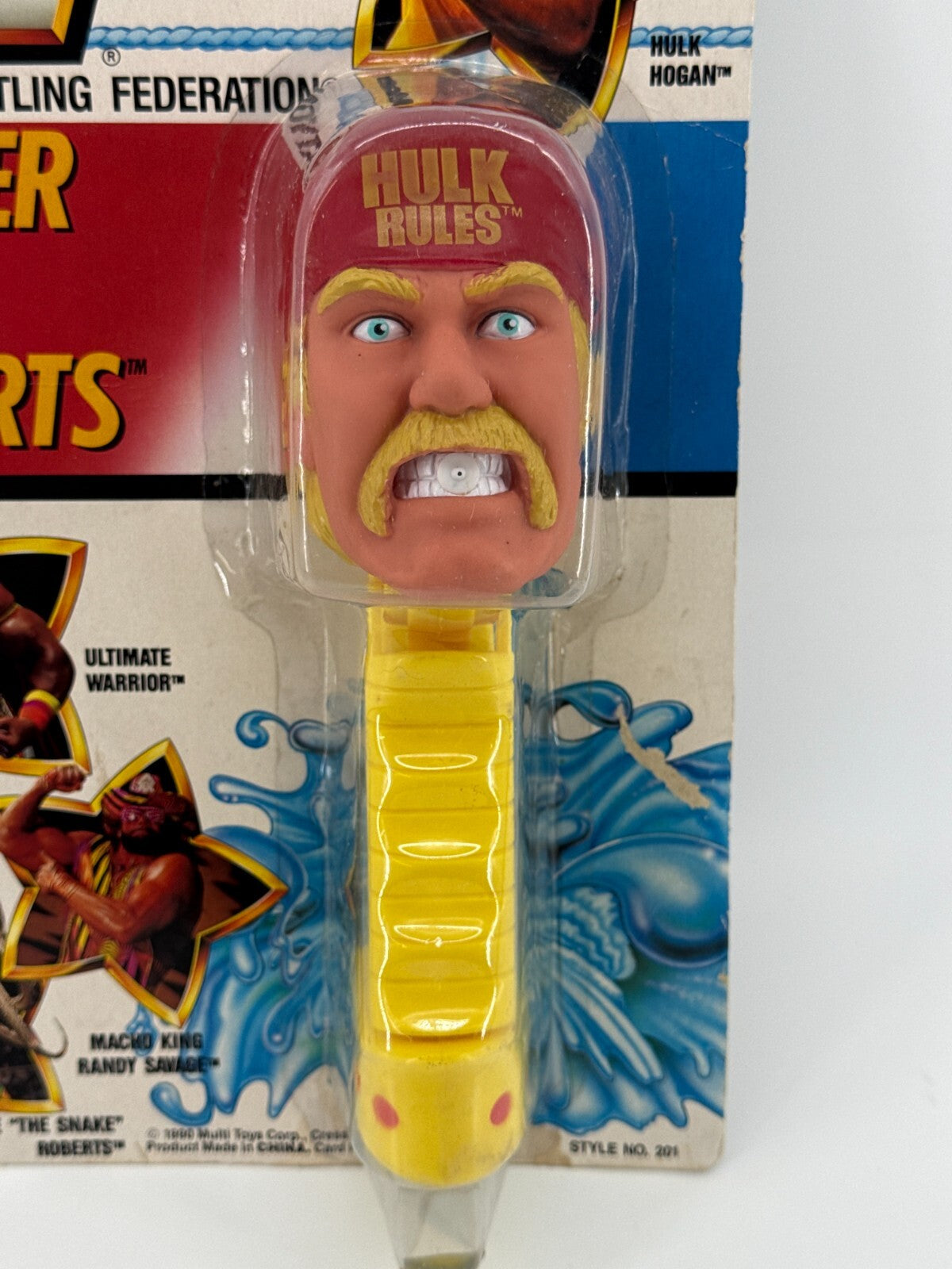 1990 WWF Hulk Hogan Power Grip Squirts MOC Water Toy Titan Sports WWE 3375 VTG