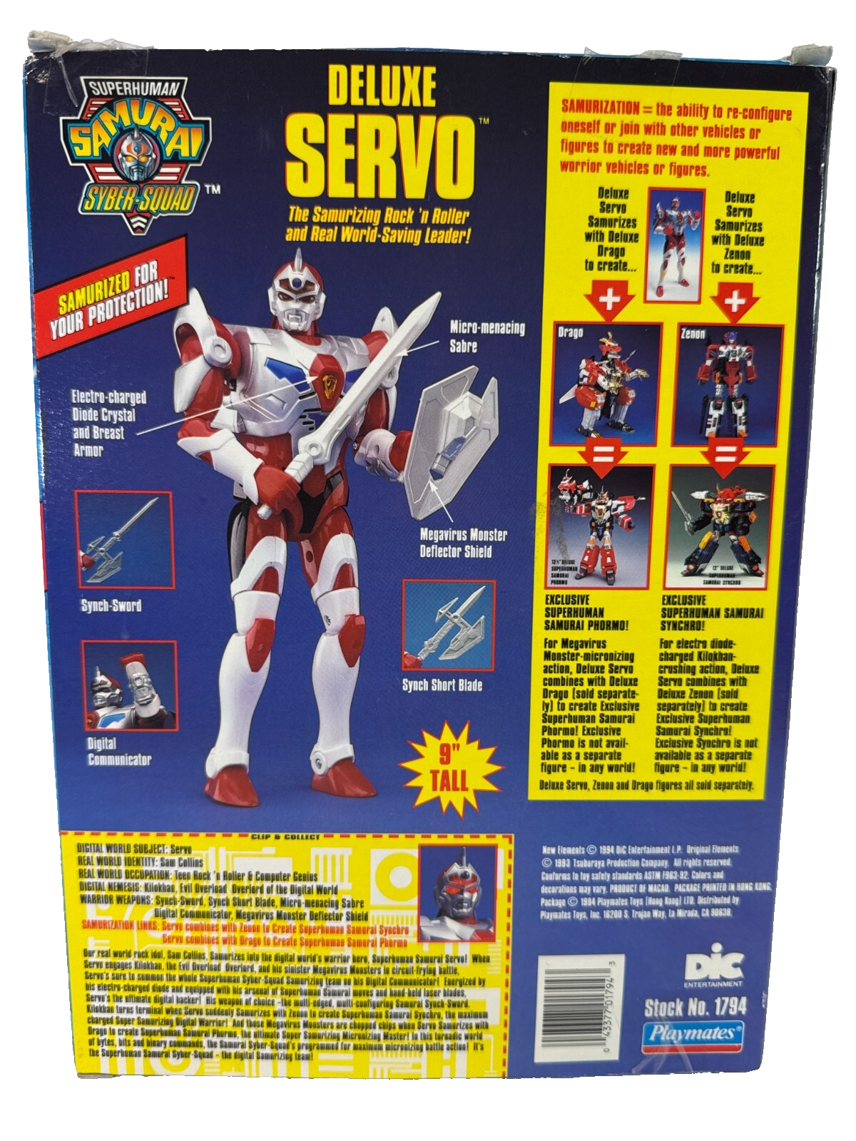 1994 Superhuman Samurai Syber-Squad Deluxe Servo 9” Figure Playmates Complete