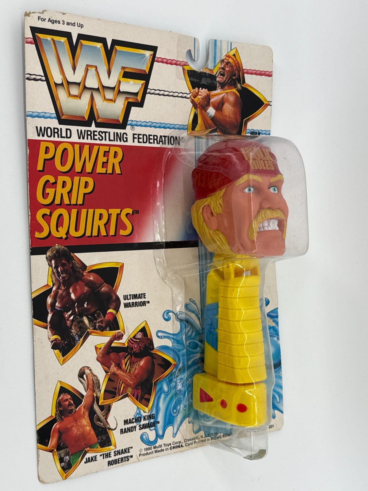 1990 WWF Hulk Hogan Power Grip Squirts MOC Water Toy Titan Sports WWE 3375 VTG