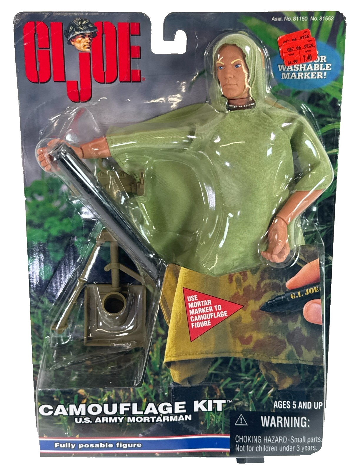 1999 Hasbro GI Joe 12" US Army Mortarman Camouflage Kit Figure Sealed Vintage