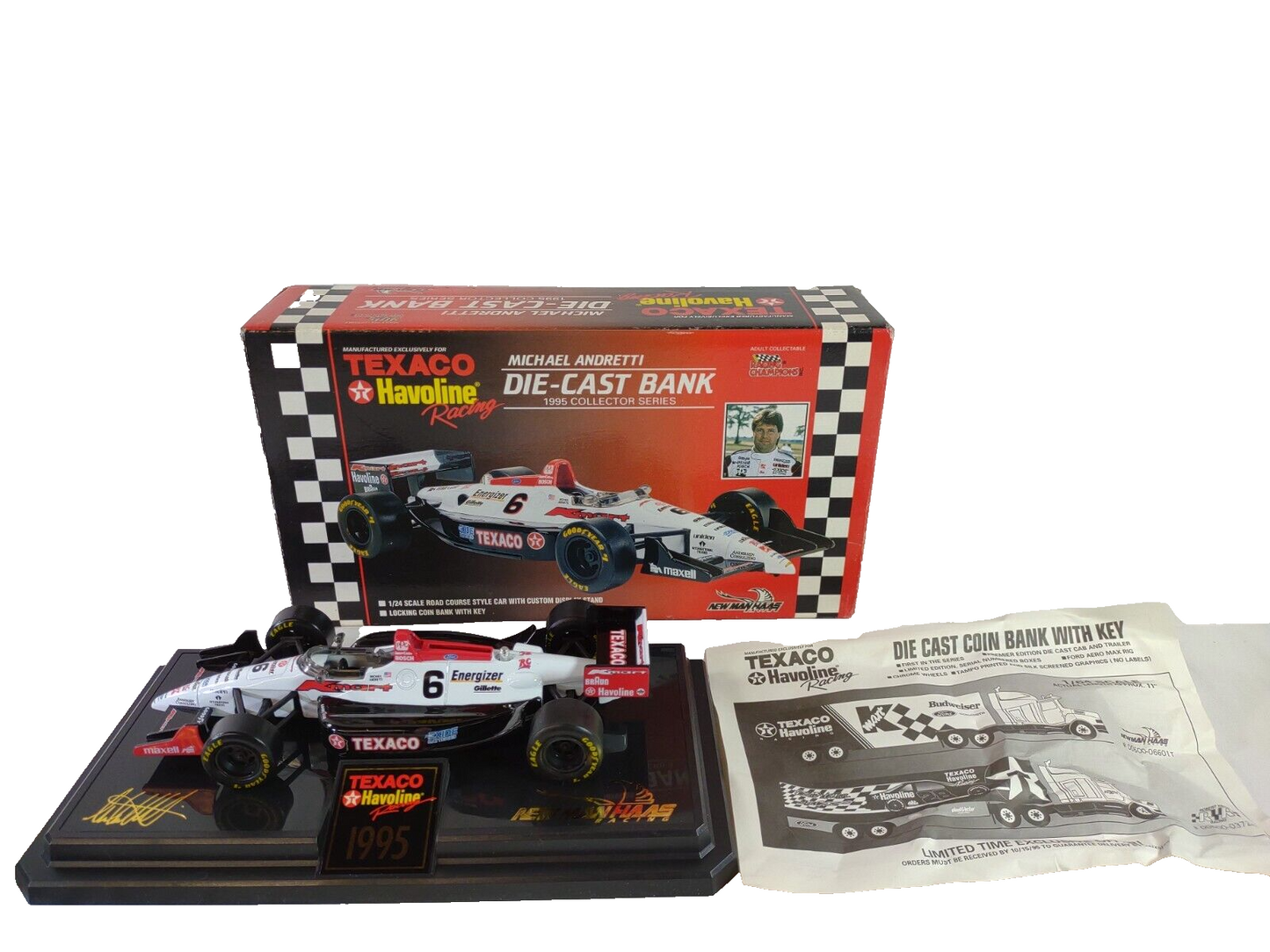 1995 Texaco Havoline Michael Andretti Die Cast Bank 1:24 Car Racing Collectible