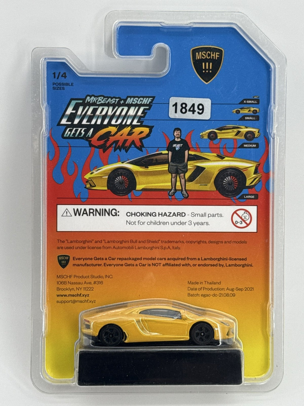 Mr Beast MSCHF Everyone Gets A Car X-Small Toy Yellow Lambo Diecast 1/64