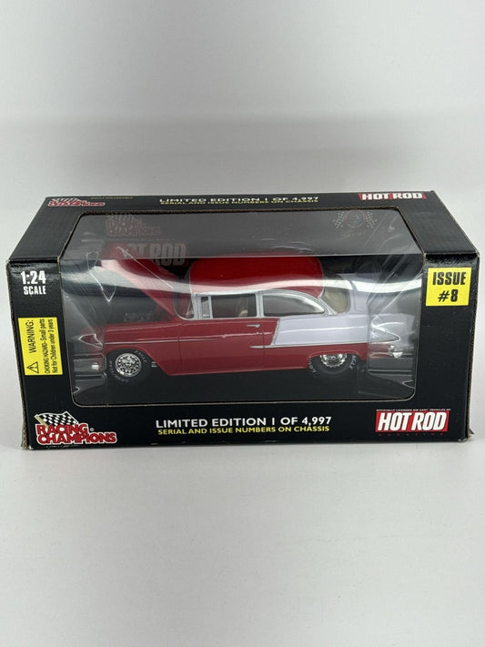 Racing Champions 1955 Chevy Bel Air Hot Rod 1:24 Diecast Red/White Issue #8
