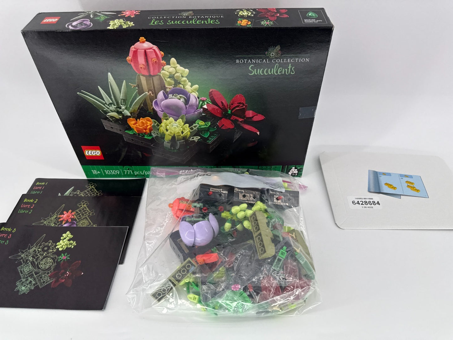LEGO 10309 Botanical Succulents Set 771 Pcs w/ Books Parts As Is READ