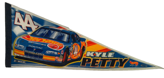 Vintage Hot Wheels Kyle Petty #44 NASCAR Pennant – Rare Racing Collectible!