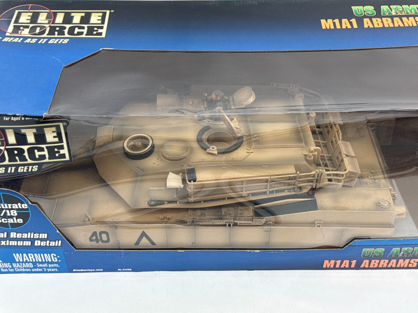 Elite Force M1A1 Abrams Tank 1:18 US Army Desert 2002 BlueBox BBI Realistic Mode