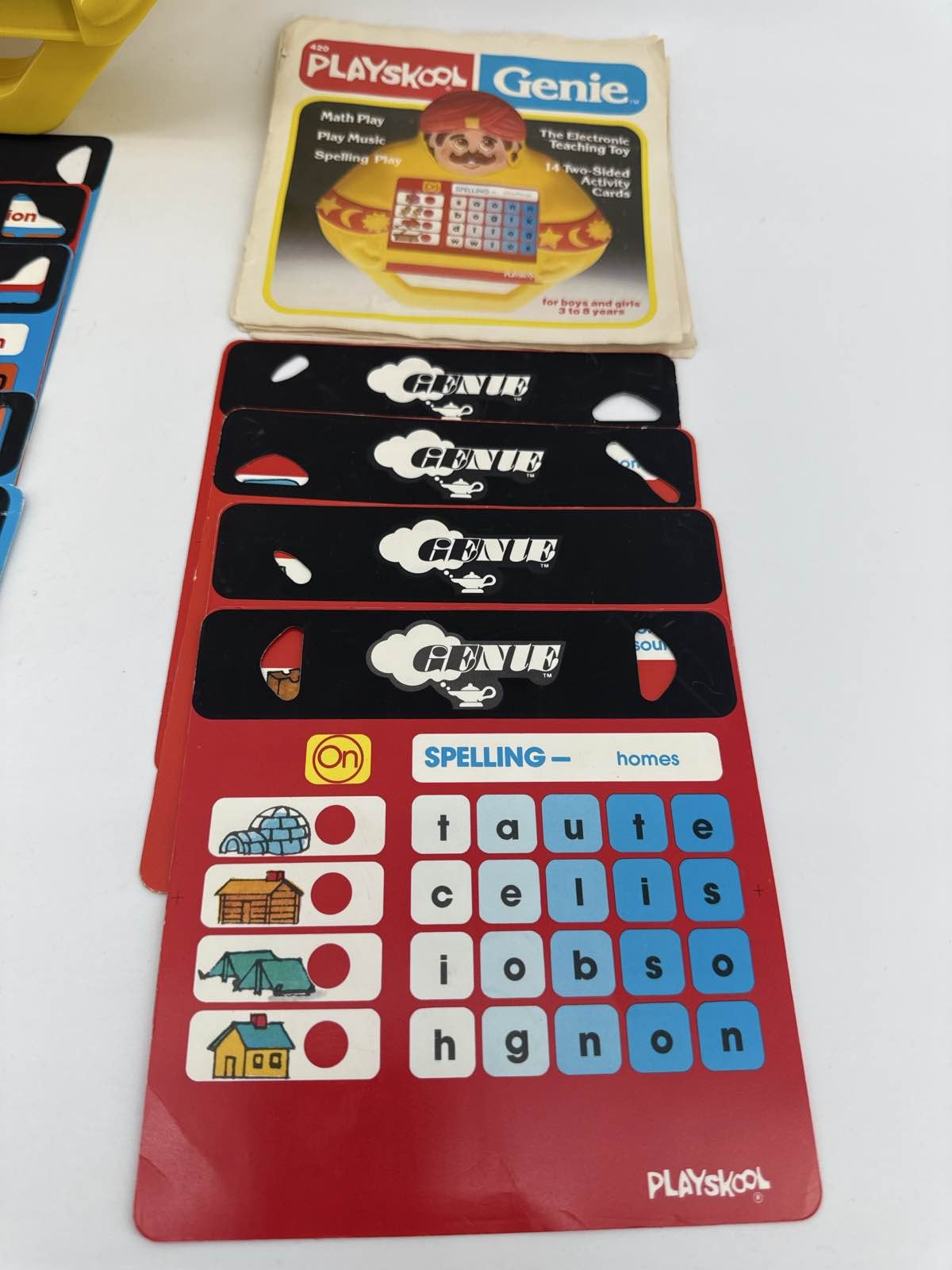 1981 Playskool Genie Electronic Toy Math Music Spelling Cards