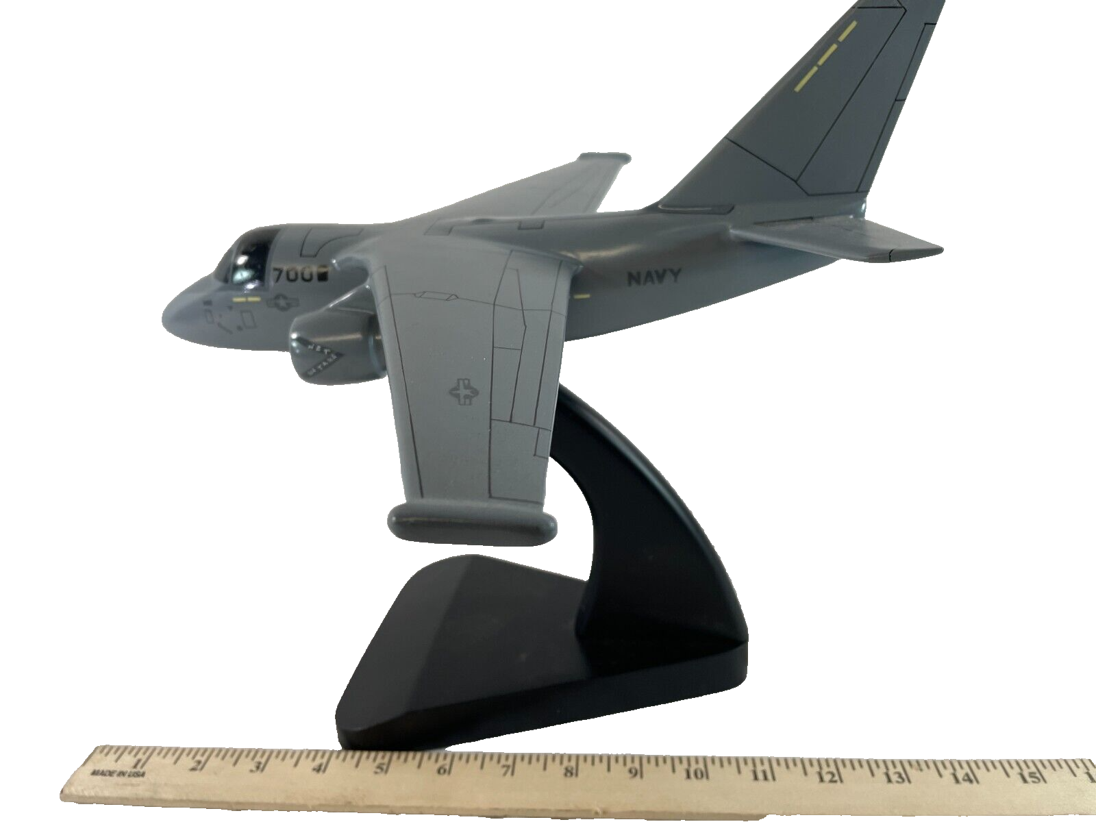 US Navy S-3B Viking 12” Wooden Model Airplane Gray Desk Display Collectible