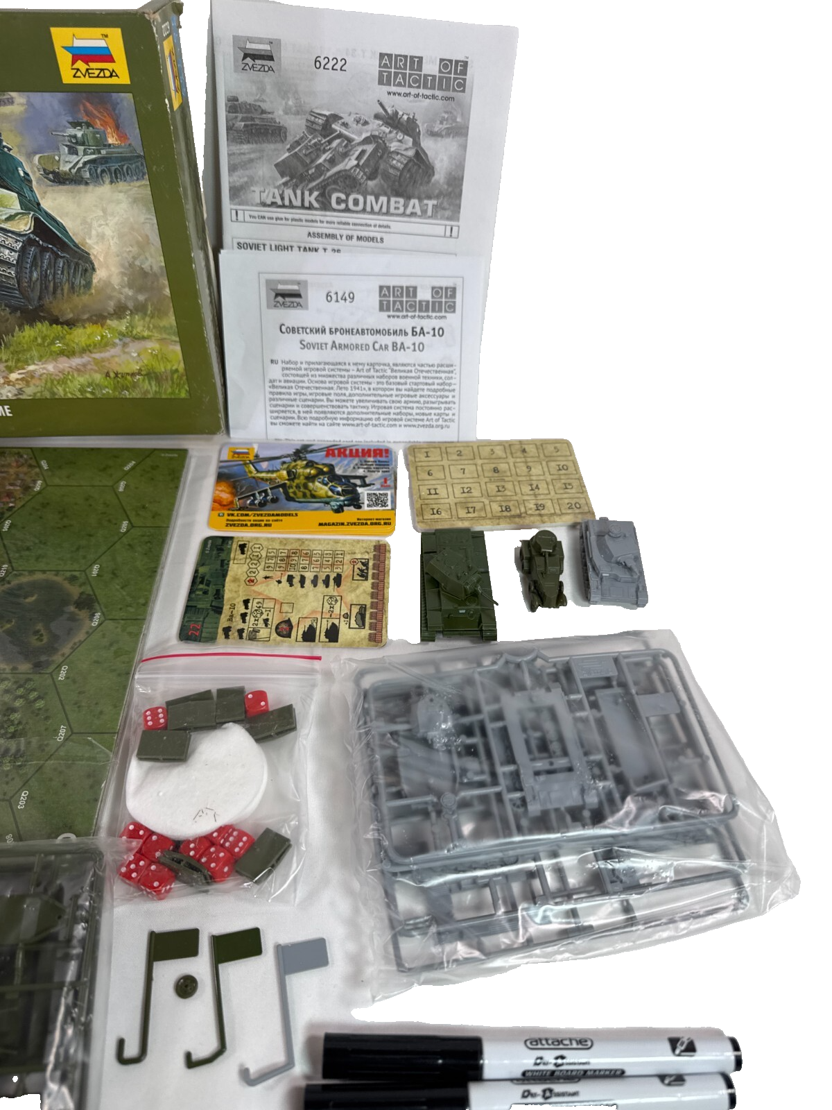 Zvezda WWII Tank Combat Historical Wargame Art of Tactic Open Box Complete Nice