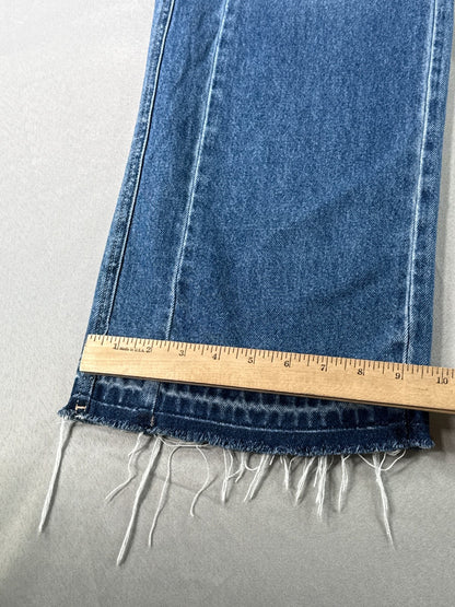 Wide Leg Jeans Womens S Semir High Rise Frayed Raw Hem Medium Wash Blue Baggy