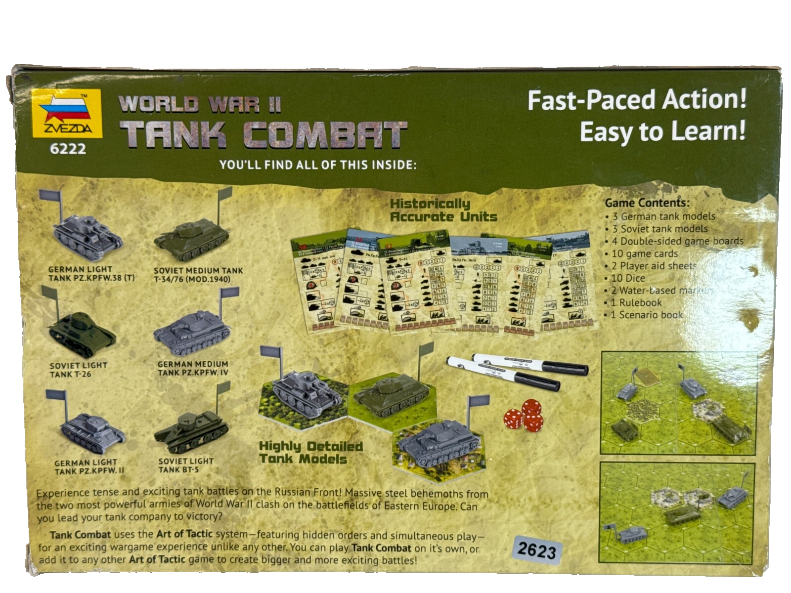 Zvezda WWII Tank Combat Historical Wargame Art of Tactic Open Box Complete Nice