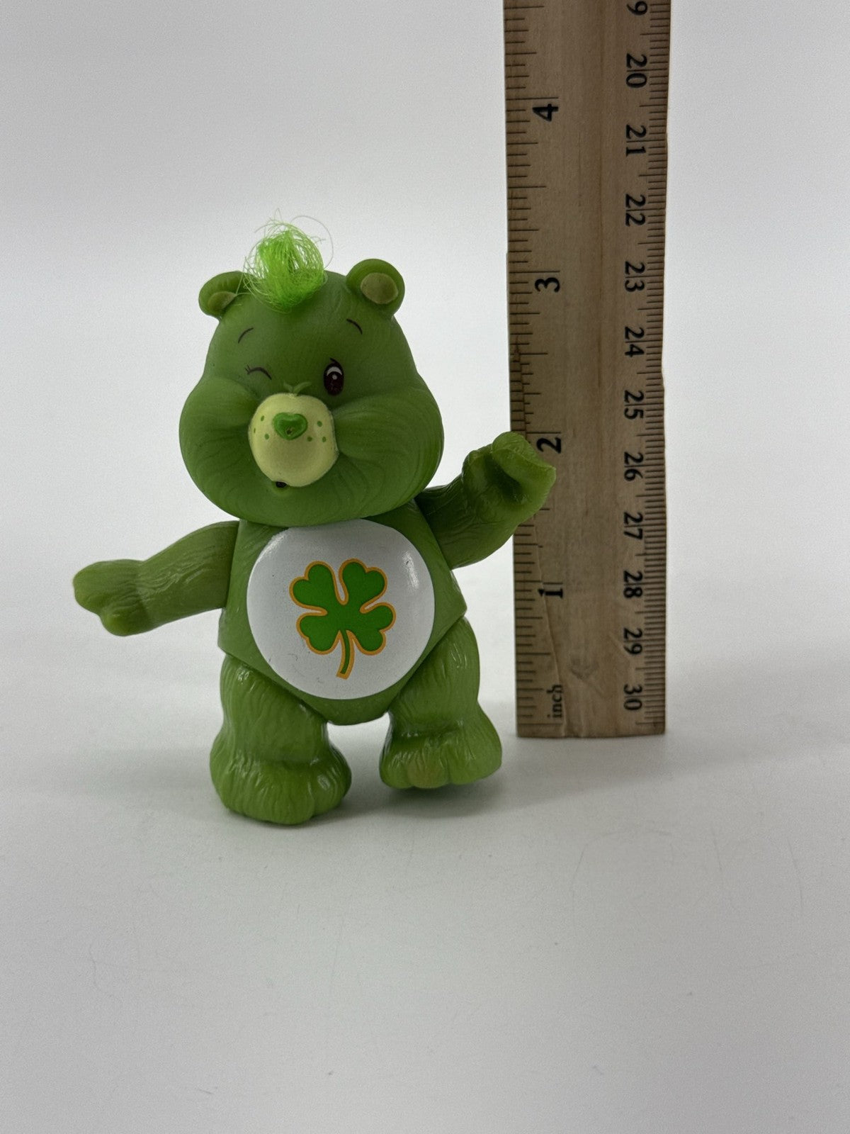 1983 Kenner Care Bears Good Luck Bear 3.5" Poseable PVC Green Shamrock