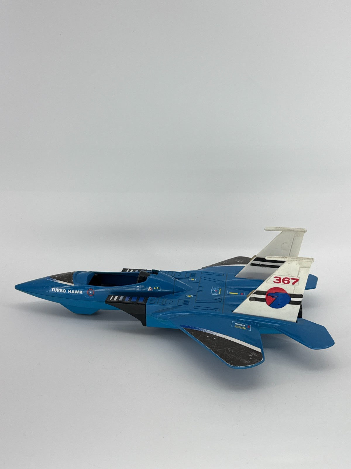 1982 Fisher-Price Turbo Hawk Jet Fighter Blue Toy Vintage 367 Quaker Oats Co.