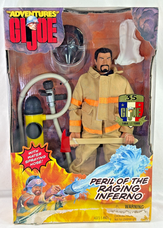 GI Joe 1999 Adventures Peril of Raging Inferno Firefighter 12" NIB Hasbro