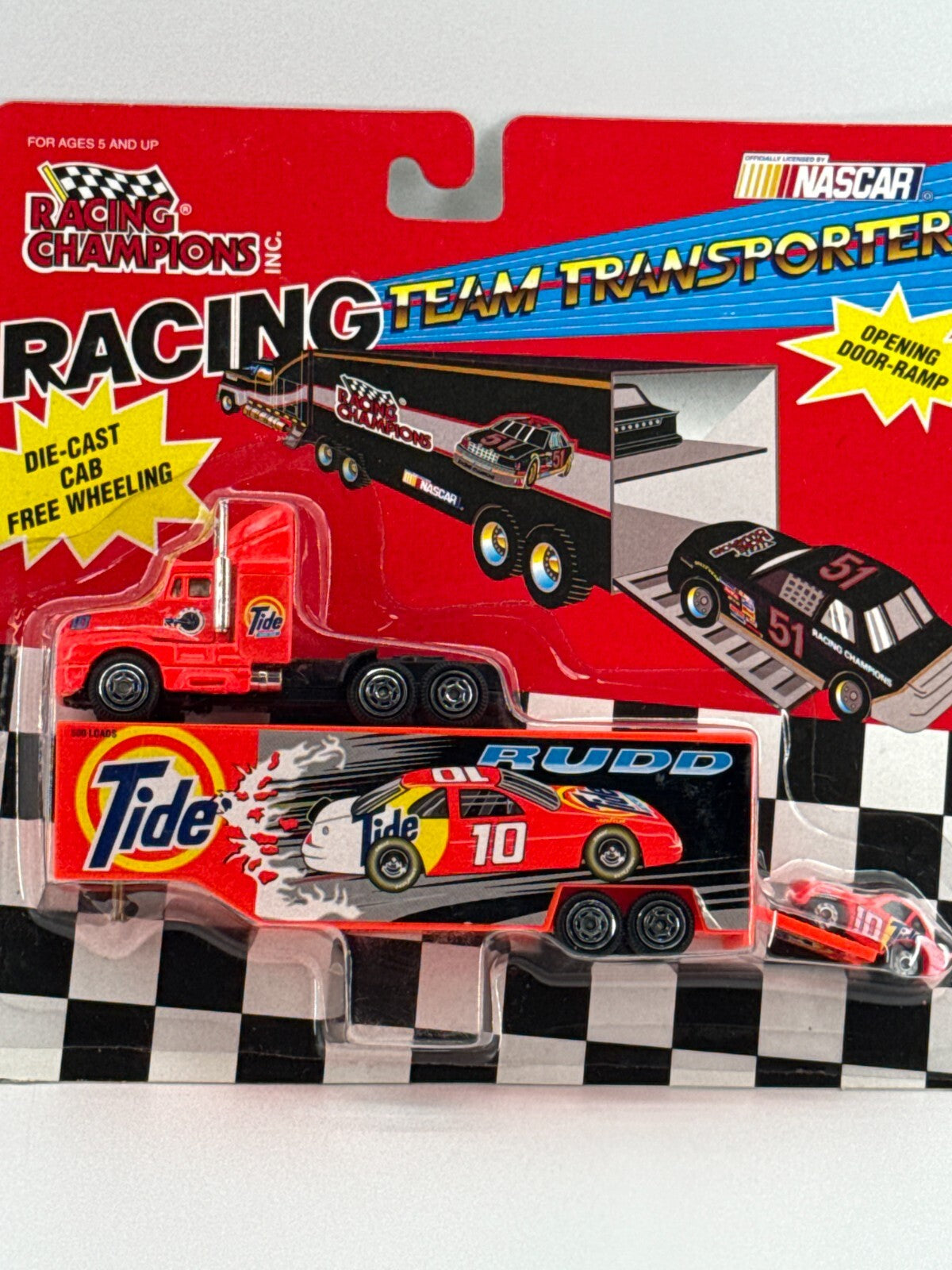 1996 Racing Champions NASCAR #10 Tide Ricky Rudd 1/87 Transporter & Car Set NIP