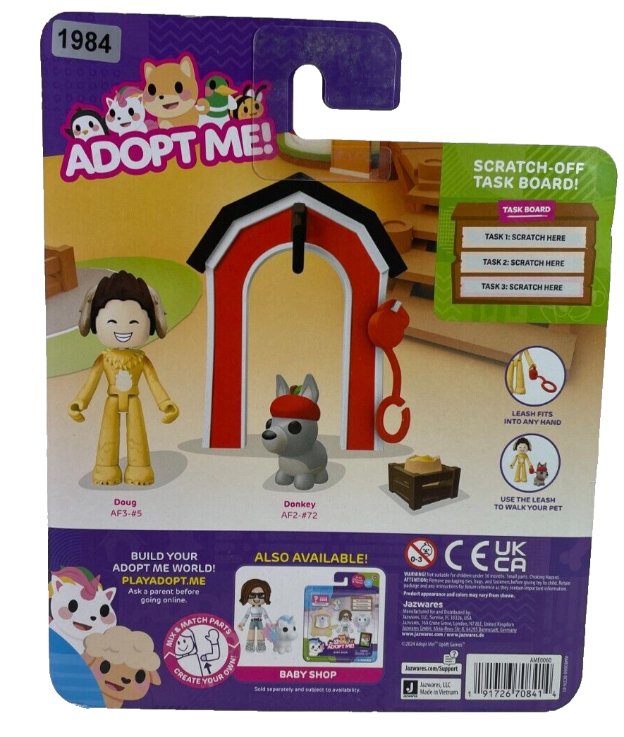 Adopt Me! Nursery Doug & Donkey Action Figure Set w/ Exclusive Code - 1984